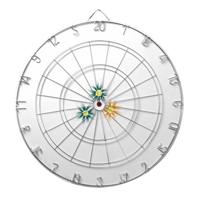 Banana Yellow, Dark Blue Green, decorative Dartboard (Front)