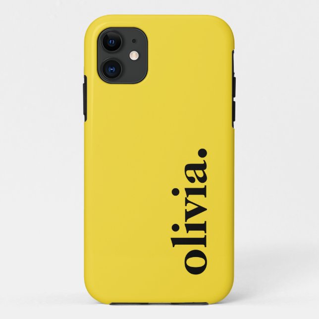 Banana Yellow Solid Colour Elegant Name  Case-Mate iPhone Case (Back)