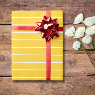 Banana Yellow White Thin Horizontal Striped Wrapping Paper