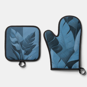 Bananarama Hawaiian Banana Leaves Oven Mitt & Pot Holder Set