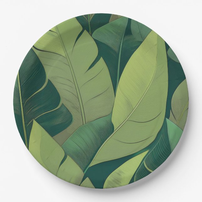 Bananarama Hawaiian Banana Leaves Paper Plate (Front)