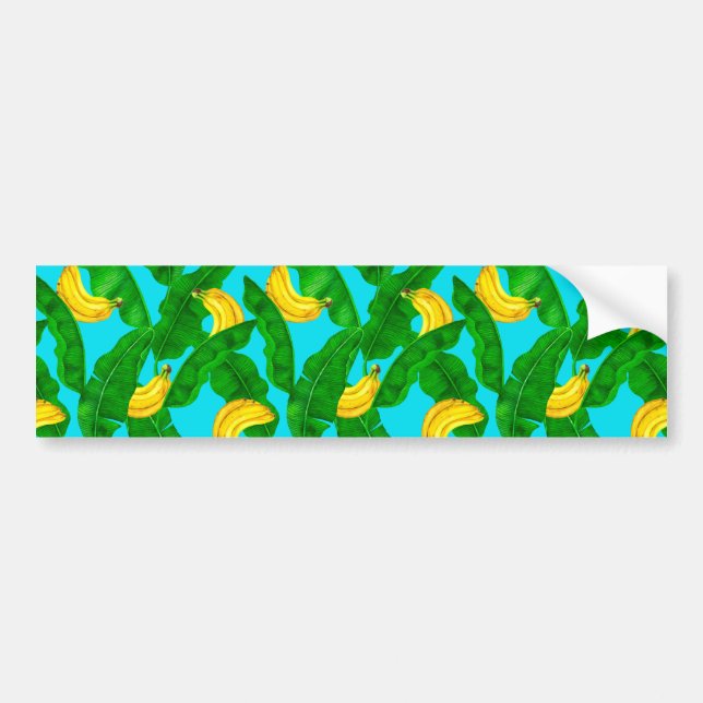 Bananas and leaves watercolor design bumper sticker (Front)