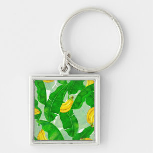 Bananas and leaves watercolor design key ring