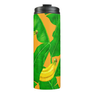 Bananas and leaves watercolor design thermal tumbler