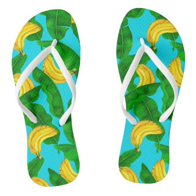 Bananas and leaves watercolor design thongs (Footbed)