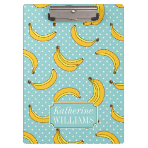 Bananas And Polk Dots   Add Your Name Clipboard
