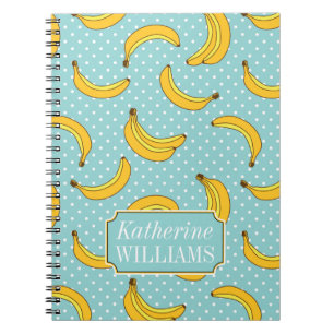 Bananas And Polk Dots   Add Your Name Notebook