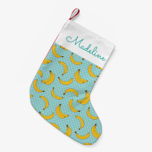 Bananas And Polk Dots Add Your Name Small Christmas Stocking