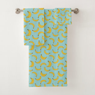 Bananas And Polk Dots Bath Towel Set