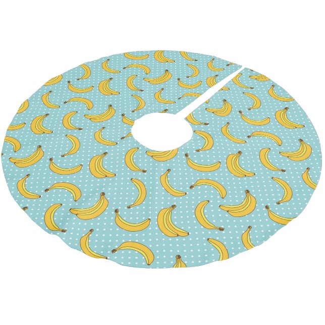 Bananas And Polk Dots Brushed Polyester Tree Skirt (Angled)
