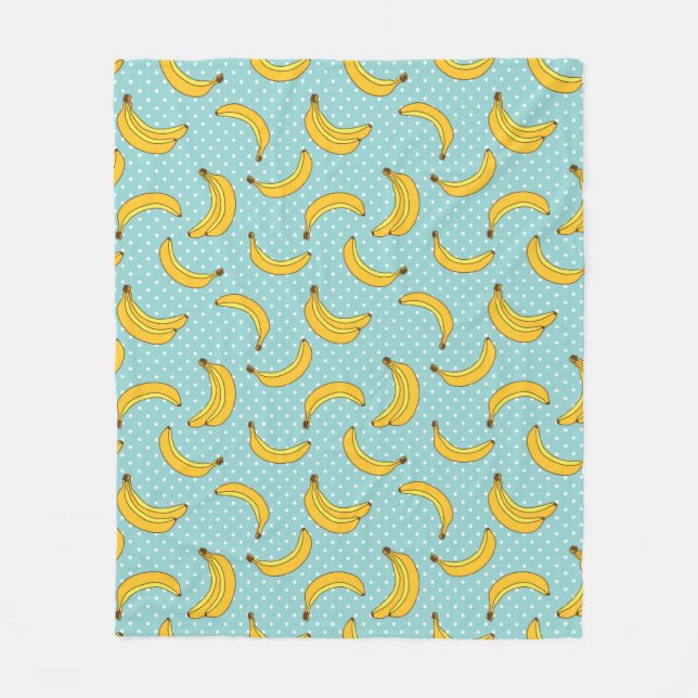 Bananas And Polk Dots Fleece Blanket (Front)