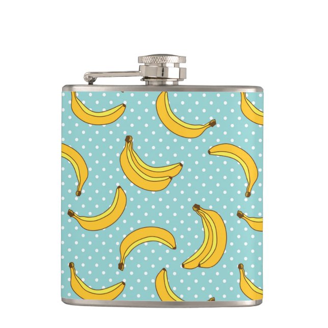 Bananas And Polk Dots Hip Flask (Front)
