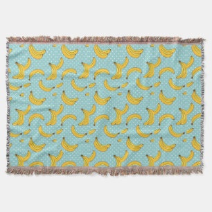 Bananas And Polk Dots Throw Blanket