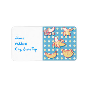 Bananas - Blue and Yellow Polk-a-dots Label