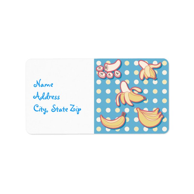 Bananas - Blue and Yellow Polk-a-dots Label (Front)