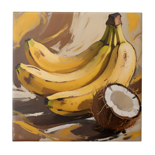 Bananas Coconut Still Life Ceramic Tile