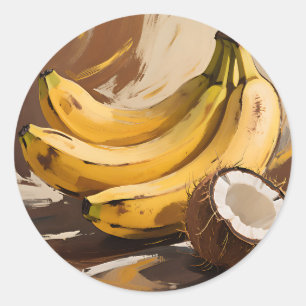 Bananas Coconut Still Life Classic Round Sticker