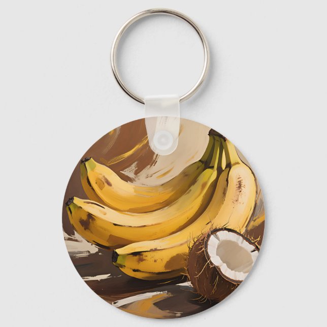Bananas Coconut Still Life Key Ring (Front)
