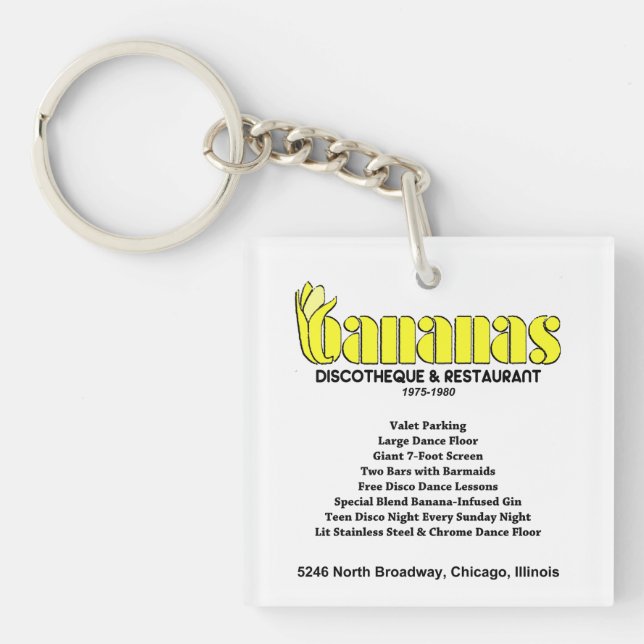 Bananas Discotheque and Restaurant, Chicago, IL Key Ring (Front)