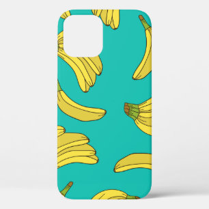 Bananas hand drawn seamless pattern. Sketch illust iPhone 12 Case