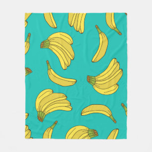 Bananas hand drawn seamless pattern. Sketch illust Fleece Blanket