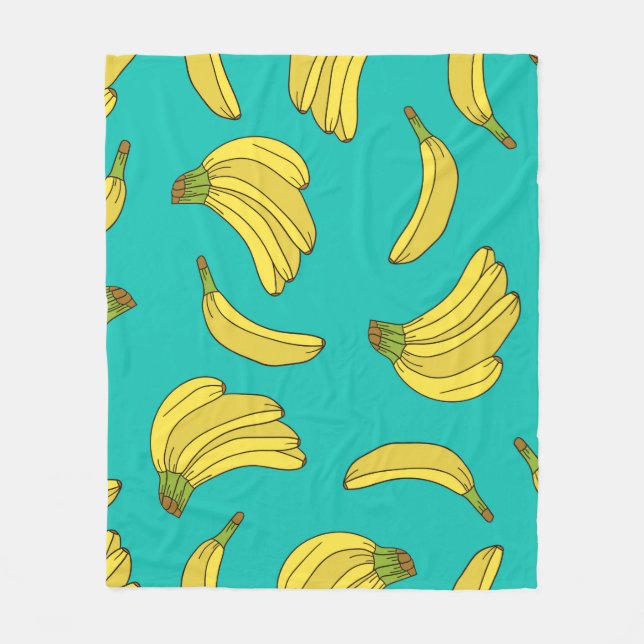 Bananas hand drawn seamless pattern. Sketch illust Fleece Blanket (Front)