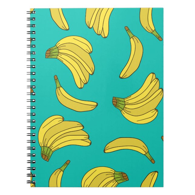 Bananas hand drawn seamless pattern. Sketch illust Notebook (Front)