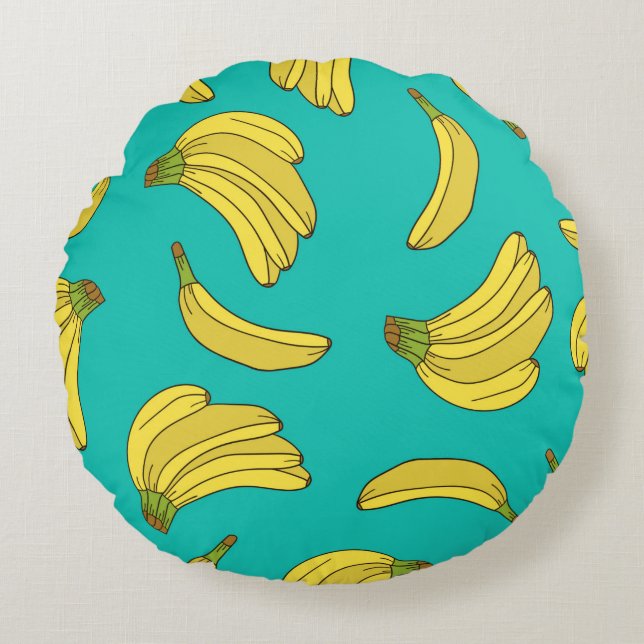 Bananas hand drawn seamless pattern. Sketch illust Round Cushion (Front)