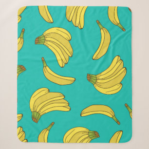 Bananas hand drawn seamless pattern. Sketch illust Sherpa Blanket