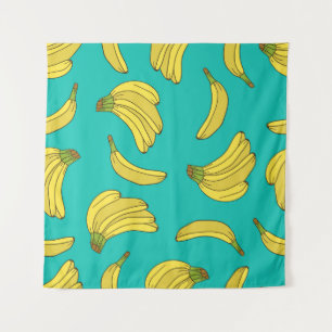 Bananas hand drawn seamless pattern. Sketch illust Tapestry