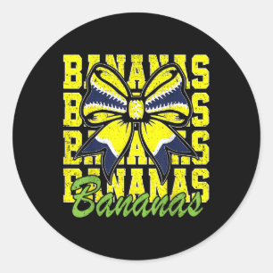 Bananas Last Name Coquette Bow Girls Kids Women Me Classic Round Sticker