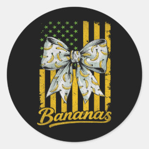 Bananas Lovers Cute Coquette Bananas American Flag Classic Round Sticker