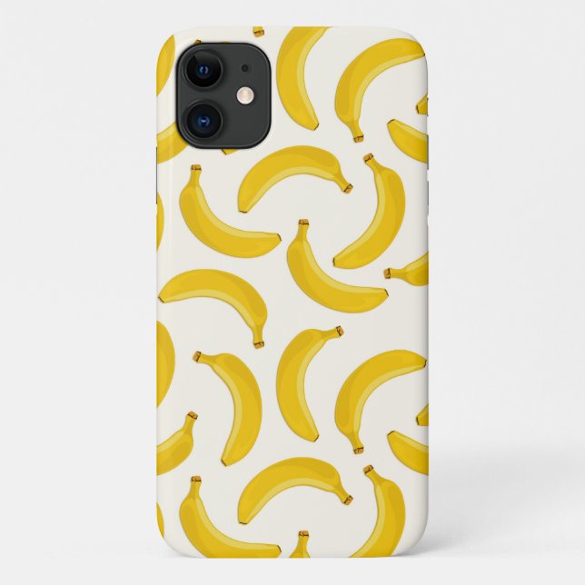 Bananas Tropical Fruit Print, Yellow and White Case-Mate iPhone Case (Back)