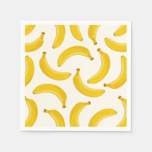 Bananas Tropical Fruit Print, Yellow and White Napkin