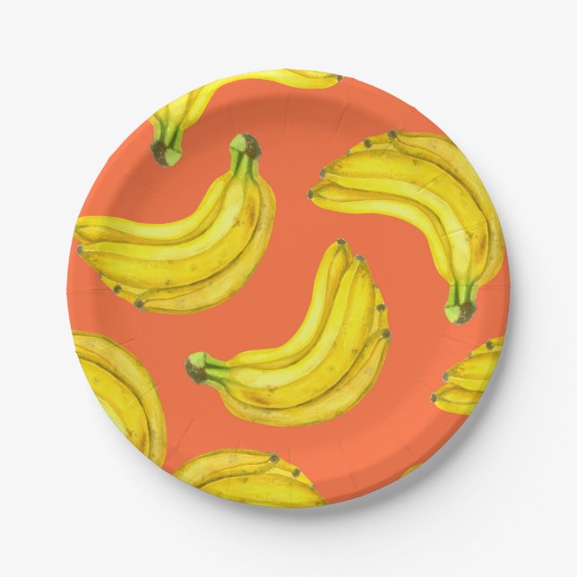Bananas watercolor paper plate (Front)