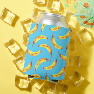 Bananas Watercolor Pattern Can Cooler