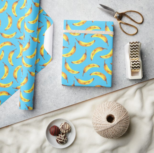 Bananas Watercolor Pattern Wrapping Paper (Crafts)