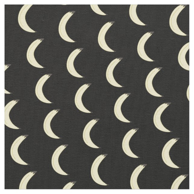 Bananas Yellow Hand Drawn Black Pattern Fabric (Close Up)