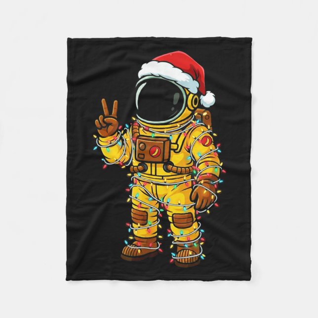 Bananaut Space Explorer - Christmas Astronaut Ligh Fleece Blanket (Front)