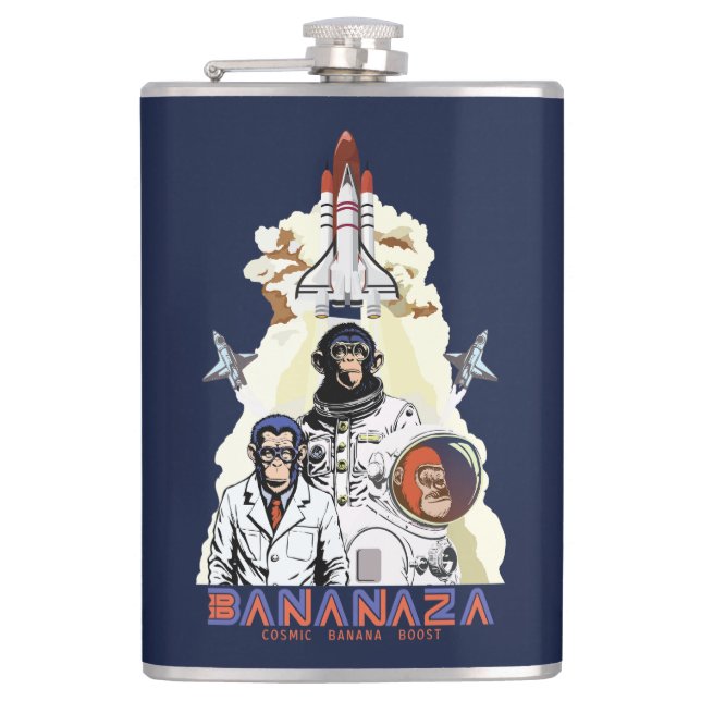 BANANAZA : Space Monkey Team Hip Flask (Front)