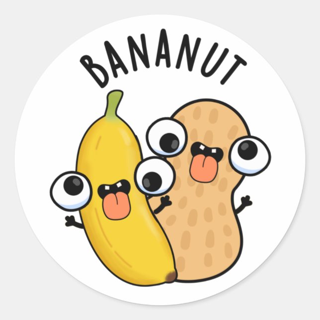 Bananut Funny Fruit Banana Pun  Classic Round Sticker (Front)