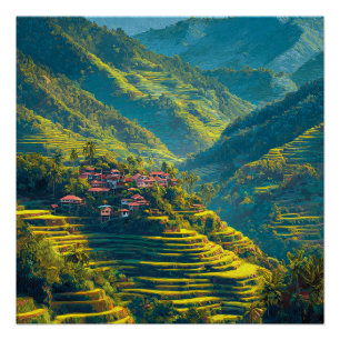 Banaue Philippines Isolated Local Village Vintage Poster