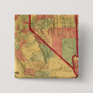 Bancroft's Map Of California, Nevada, Utah 15 Cm Square Badge