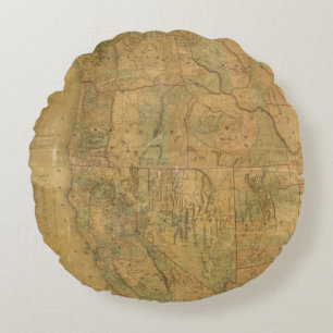 Bancroft's Map Of The Pacific States Round Cushion