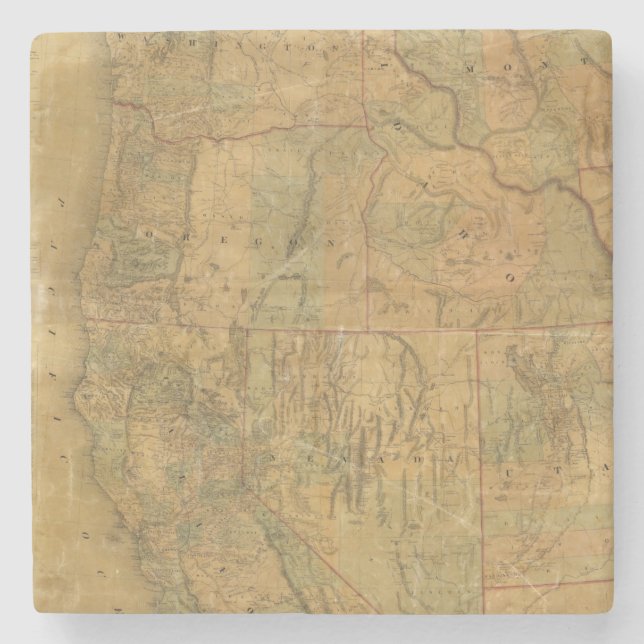 Bancroft's Map Of The Pacific States Stone Coaster (Front)