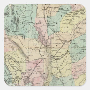 Bancroft's New Map Of Central California Square Sticker