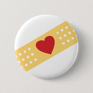 Band-Aid With A Red Heart 6 Cm Round Badge