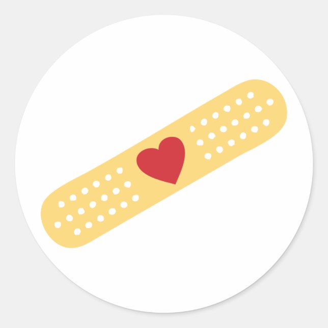 Band-Aid With A Red Heart Classic Round Sticker (Front)
