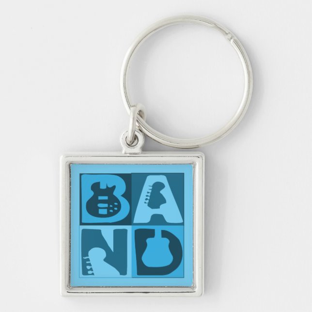 Band Blocks Blue Key Ring (Front)