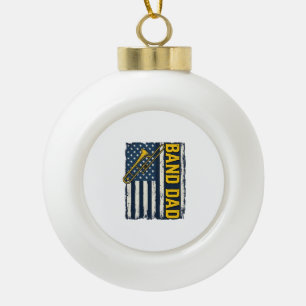 Band Dad Trombone American Flag Vintage Shirt Desi Ceramic Ball Christmas Ornament